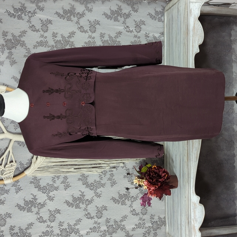 Vintage Pat Argenti silk sheath dress with embroidered crop blazer front